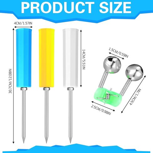 Soulchen Fishing Rod Holder 3 Pack Fishing Pole Holders for Ground 12 Inch and 10 Free Bell Alarm Galvanized Steel Reinforced PVC for Bank Bank Ground Sand Beach in Saudi Arabia