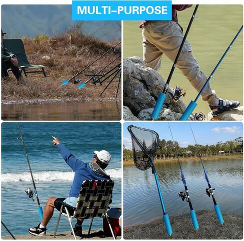 Soulchen Fishing Rod Holder 3 Pack Fishing Pole Holders for Ground 12 Inch and 10 Free Bell Alarm Galvanized Steel Reinforced PVC for Bank Bank Ground Sand Beach in Saudi Arabia
