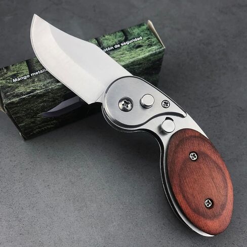 Mini Folding Pocket Knife & EDC Small Knife,2" 5CR13MOV Blade, Wooden Handle with Pocket Clip,Assisted Opening Pocket Knives for Camping Survival,Cool Gadgets for Men Women in Saudi Arabia