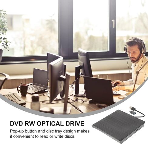 NUOBESTY External DVD Rw Optical Drive USB 3.0 Slot-in Load CD DVD Burner Recorder for Laptop and Desktop, 12.7mm Black Drive Compatible with Windows and Systems in Saudi Arabia
