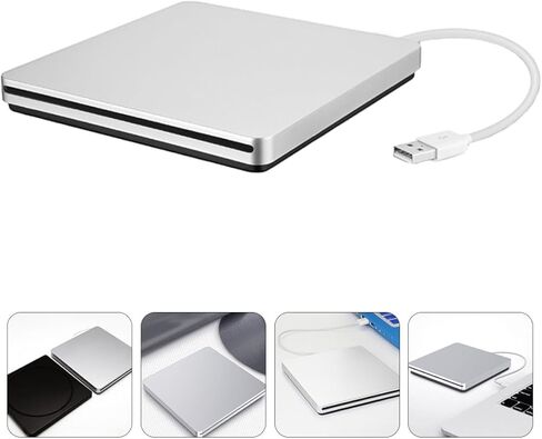 ناسخ أقراص DVD USB 3.0 خارجي Vaguelly ومحرك أقراص DVD محمول فضي رمادي لأجهزة الكمبيوتر المحمولة وأجهزة الكمبيوتر المكتبية المتوافقة مع أجهزة USB in Kuwait