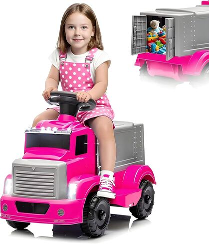6V Ride On Fire Truck with Storage Box, Music, Light - Electric Car for Toddler 3-5 - Toddler Cars to Drive for Boys, Girls in Saudi Arabia