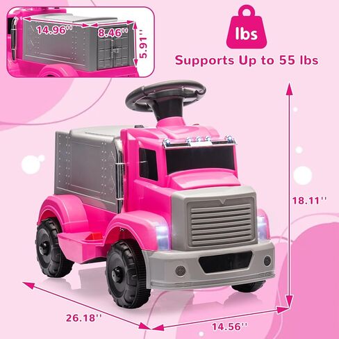 6V Ride On Fire Truck with Storage Box, Music, Light - Electric Car for Toddler 3-5 - Toddler Cars to Drive for Boys, Girls in Saudi Arabia