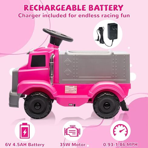 6V Ride On Fire Truck with Storage Box, Music, Light - Electric Car for Toddler 3-5 - Toddler Cars to Drive for Boys, Girls in Saudi Arabia