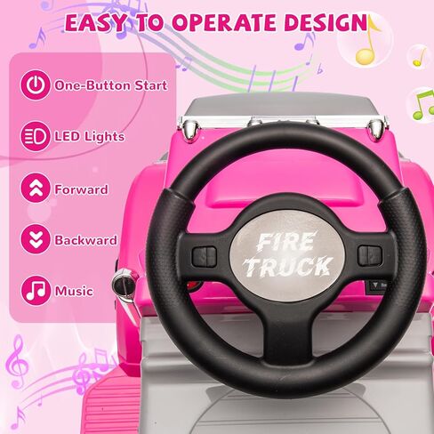 6V Ride On Fire Truck with Storage Box, Music, Light - Electric Car for Toddler 3-5 - Toddler Cars to Drive for Boys, Girls in Saudi Arabia
