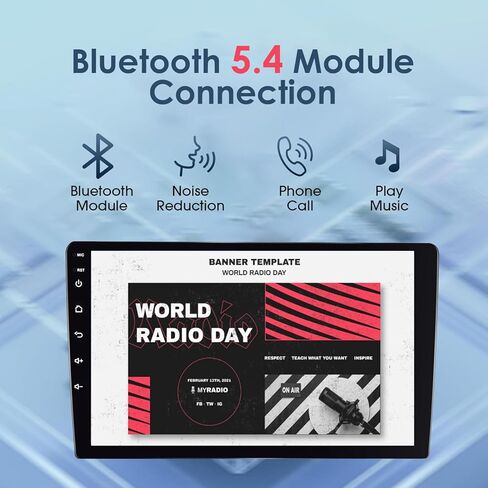 9 بوصة 64 جيجا بايت لاسلكي CarPlay Android Auto Car Stereo، Double Din HD شاشة تعمل باللمس، بلوتوث 5.4، كاميرا احتياطية، GPS، مناسب لجميع السيارات (64G) in Kuwait