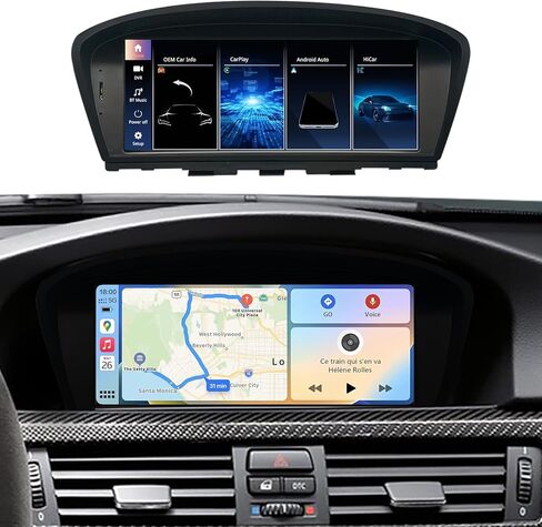 شاشة لمس 8.9 بوصة فائقة الدقة 1920x720 لسيارة BMW وAIOMERUI Wireless CarPlay وAndroid Auto، متوافقة مع 3 Series 5 Series E60 E61 E90 E91 (2005-2008)، نظام Linux التوصيل والتشغيل in Kuwait