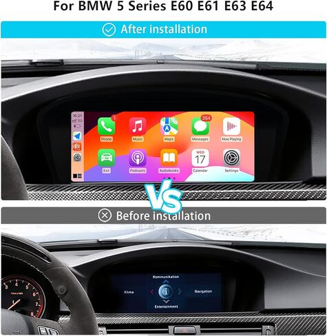 شاشة لمس 8.9 بوصة فائقة الدقة 1920x720 لسيارة BMW وAIOMERUI Wireless CarPlay وAndroid Auto، متوافقة مع 3 Series 5 Series E60 E61 E90 E91 (2005-2008)، نظام Linux التوصيل والتشغيل in Saudi Arabia