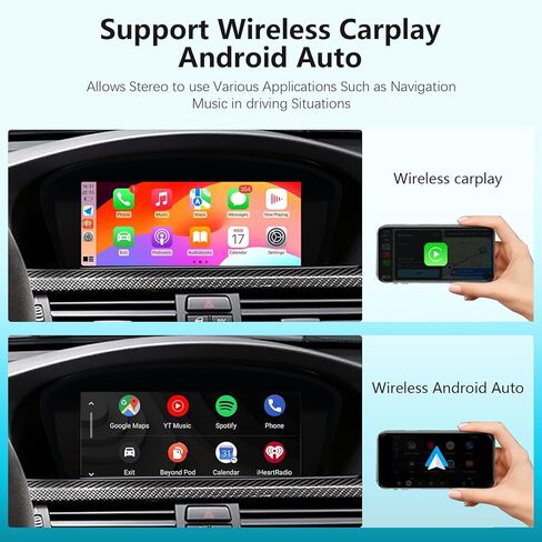 شاشة لمس 8.9 بوصة فائقة الدقة 1920x720 لسيارة BMW وAIOMERUI Wireless CarPlay وAndroid Auto، متوافقة مع 3 Series 5 Series E60 E61 E90 E91 (2005-2008)، نظام Linux التوصيل والتشغيل in Saudi Arabia