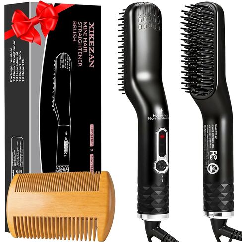 Beard Straightener w/Beard Balm & Beard Growth Oil & Beard Guide E-Book,Upgraded 3 in 1 Hair Straightener Brush Beard Straightening Comb,Unique Stocking Stuffers Gifts for Men Him Husband in Saudi Arabia