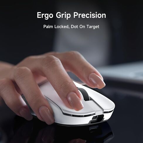 ماوس ألعاب لاسلكي MCHOSE L7 Pro خفيف للغاية 39 جرام، ماوس ألعاب Esport مع 26K DPI، مفتاح بصري، أزرار قابلة للبرمجة، اقتراع مزدوج 8K ومستشعر PAW3395، اتصال ثلاثي الوضع، جهاز الكمبيوتر/Mac - أبيض in Kuwait