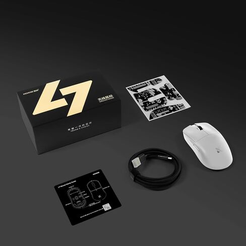 ماوس ألعاب لاسلكي MCHOSE L7 Pro خفيف للغاية 39 جرام، ماوس ألعاب Esport مع 26K DPI، مفتاح بصري، أزرار قابلة للبرمجة، اقتراع مزدوج 8K ومستشعر PAW3395، اتصال ثلاثي الوضع، جهاز الكمبيوتر/Mac - أبيض in Kuwait