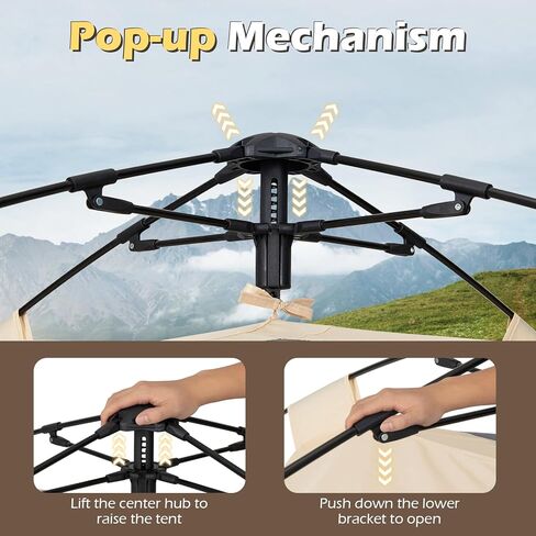 Goplus 4 Person Camping Tent, Portable Automatic Easy Setup Cabin Tent with Rainfly, Mesh Windows, 2 Doors & Carrying Bag, Lightweight Outdoor Sun Shelter for Hiking Traveling Picnic in Saudi Arabia