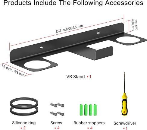 Black VR Wall Mount for Meta Quest 3/3S/2/Pro - All-in-One Aluminum Alloy Headset & Controller Holder, Space-Saving Wall Storage Stand with Secure Hook Design in Saudi Arabia