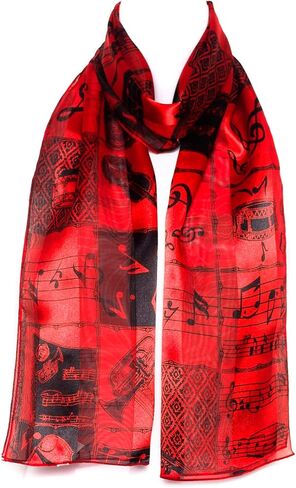 Hat To Socks Musical Instruments and Notes Chiffon Satin Scarf in Saudi Arabia