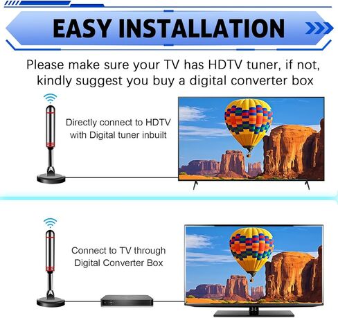 2026 Upgraded Indoor TV Antenna, HD Digital Antenna for Smart TV, Antenna Supports 4K 1080p All TVs- 10FT Coaxial Cable for Local Channels in Saudi Arabia