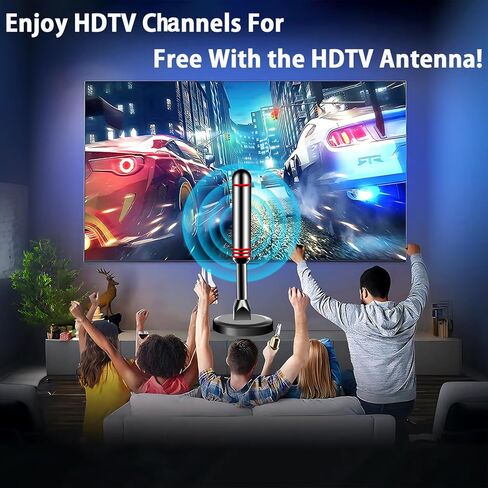 2026 Upgraded Indoor TV Antenna, HD Digital Antenna for Smart TV, Antenna Supports 4K 1080p All TVs- 10FT Coaxial Cable for Local Channels in Saudi Arabia