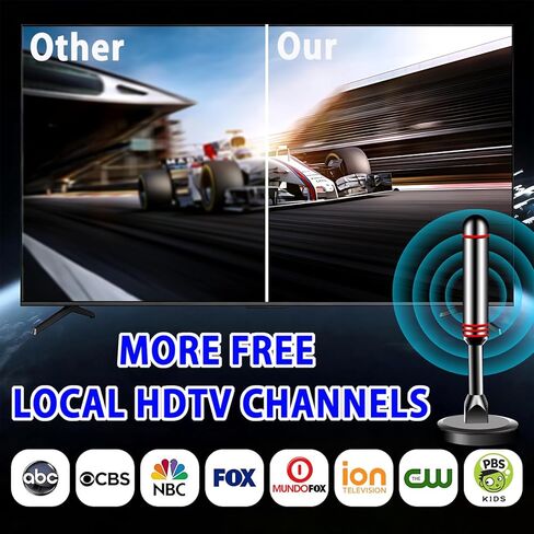 2026 Upgraded Indoor TV Antenna, HD Digital Antenna for Smart TV, Antenna Supports 4K 1080p All TVs- 10FT Coaxial Cable for Local Channels in Saudi Arabia