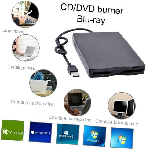 Vaguelly External USB Floppy Disk Drive Portable Diskette Data Transfer Device for Lightweight Design for Travel Easy Compatibility in Saudi Arabia