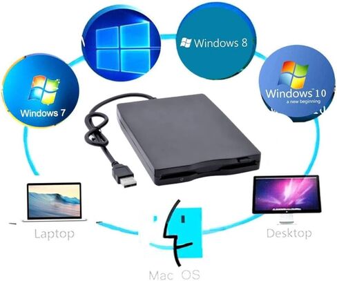 Vaguelly External USB Floppy Disk Drive Portable Diskette Data Transfer Device for Lightweight Design for Travel Easy Compatibility in Saudi Arabia