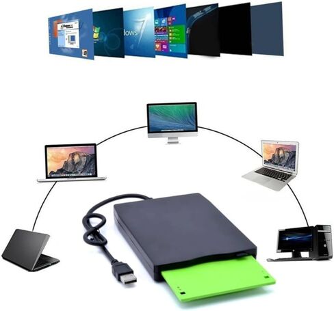 Vaguelly External USB Floppy Disk Drive Portable Diskette Data Transfer Device for Lightweight Design for Travel Easy Compatibility in Saudi Arabia