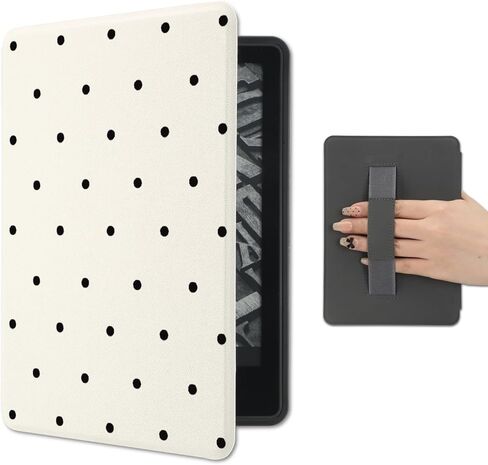 حافظة جمالية منقطة لجهاز Kindle Paperwhite الجيل الثاني عشر مقاس 7 بوصات/Kindle Colorsoft Signature Edition 2024 مع حزام يد وغطاء فوليو من الجلد الفاخر حافظة واقية للقارئ الإلكتروني in Saudi Arabia