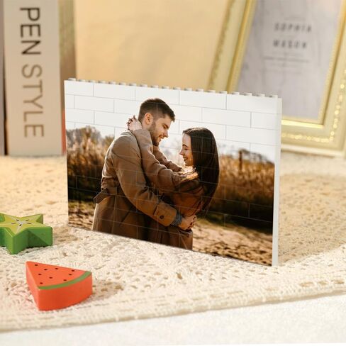 Custom Heart Building Brick Photo Block, Personalized Picture Puzzle for Couples, Family, or Friends, Unique Valentine’s Day, Anniversary, DIY Heart Shaped Brick Portrait Decor in Saudi Arabia