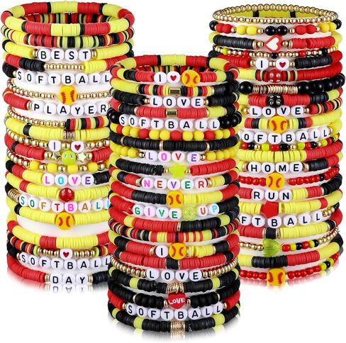 Landical 64 Pieces Merry Christmas Bracelets Joy Xmas Beaded Bracelets Bulk Stackable Clay Stretch Friendship Beaded Jewelry Outfits for Women in Saudi Arabia