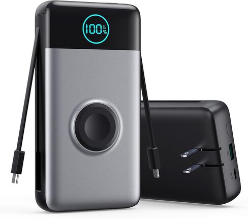 Portable Charger for iPhone,13800mAh Slim Power Bank with Built-in Cables & AC Wall Plug,All in One 4 Outputs USB C Fast Charging Battery Pack Powerbank for iPhone 17/16/15/14,Android,Travel Essential in Saudi Arabia