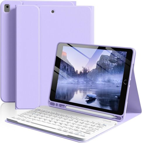Keyboard Case for iPad 9th/8th/7th Generation 10.2 inch 2021/2020/2019, Detachable Wireless Bluetooth Keyboard Thin & Light with Pencil Holder for iPad 10.2" iPad Air 3rd Gen/Pro 10.5, Gray in Kuwait