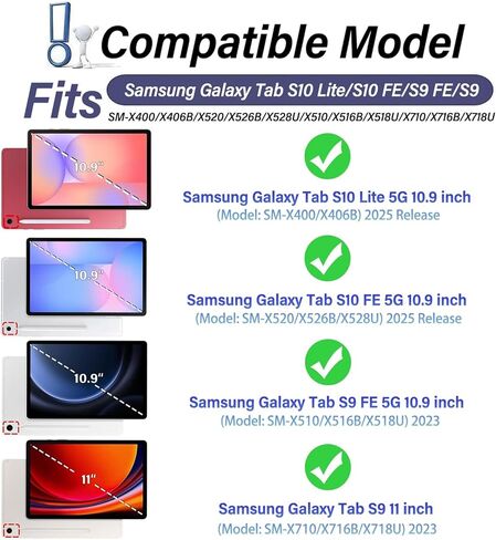 Backlit Keyboard Case for Samsung Galaxy Tab S10 Lite/ S10 FE/ S9 FE 5G 10.9 Inch/Tab S9 11 Inch with Screen Protector &Mouse, Wineecy 7 Colors Light Detachable Wireless Keyboard PU Leather Folio Case in Saudi Arabia