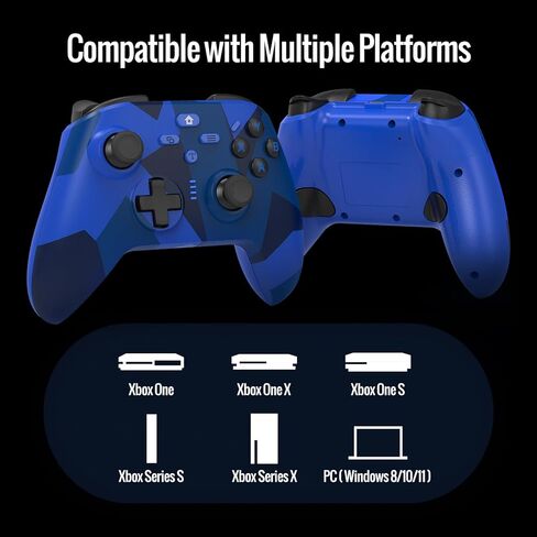 BETMI لوحدة تحكم Xbox اللاسلكية مع محول 2.4 جيجا هرتز/توربو/ماكرو/إعادة رسم الخرائط/وظيفة الاهتزاز المزدوج، لوحة ألعاب 2.4 جيجا هرتز متوافقة مع Xbox One، Xbox Series X/S، Xbox One X/S، الكمبيوتر الشخصي (Blue Camo) in Kuwait