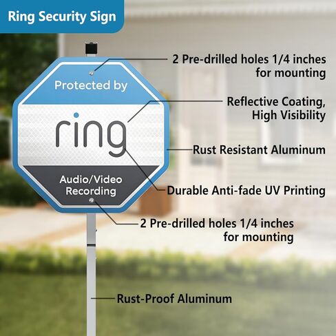 1 Yard Sign-ring with 4 Window Stickers compatible with Ring Home Security System,Security Yard Sign-ring with with Stake (STAKE INCLUDED) in Saudi Arabia