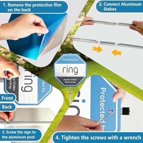 1 Yard Sign-ring with 4 Window Stickers compatible with Ring Home Security System,Security Yard Sign-ring with with Stake (STAKE INCLUDED) in Saudi Arabia
