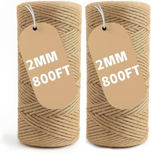 2 حزمة خيوط الجوت الطبيعية ، سميكة 2 مم ، 1600 قدم (800 قدم/لفة) ، سلسلة بنية لصياغة ، البستنة ، تغليف الهدايا ، ماكرامي ، ديكور المنزل DIY (2) in Kuwait