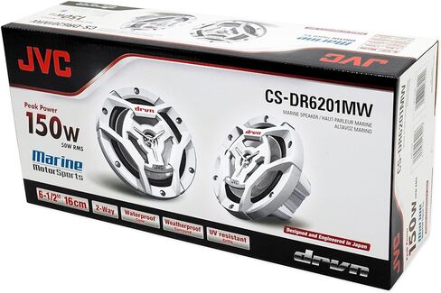 (4) JVC CS-DR6201MW 6.5" 600 Watt 2-Way Coaxial Marine Waterproof Boat Speakers in Saudi Arabia