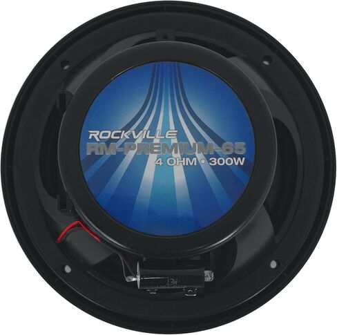 مكبرات صوت Rockville RM-PREMIUM-65 باللون الأسود مقاس 6.5 بوصة للقوارب البحرية، 600 وات الذروة/150 وات RMS، 4 أوم، صوت واضح، تصميم مقاوم للماء، معالجة عالية الطاقة للقوارب والمركبات الخارجية، 4 قطع in Saudi Arabia