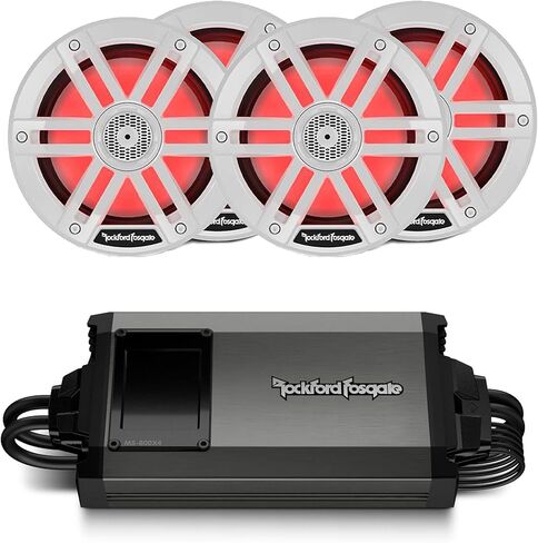 Rockford Fosgate - Two Pairs of M1-65 6.5" Marine Full Range Speakers with M5-800X4 Marine Amplifier in Saudi Arabia