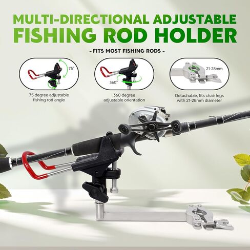 كرسي صيد السمك مع حامل قضيب، كرسي تخييم شديد التحمل قابل للطي لصيد الأسماك على الجليد مع حقيبة تبريد قابلة للرفع، حامل أكواب، أرجل قابلة للتعديل in Kuwait