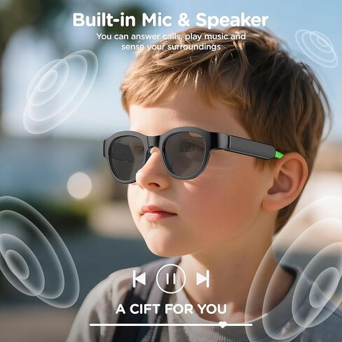 Kids Smart Bluetooth Audio Glasses with LED Lights, Open-Ear Stereo Sound, Touch Controls, Magnetic Charging, for kids4-12 Years,Girl Gifts (Pink) in Saudi Arabia