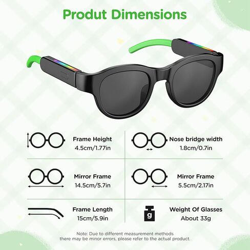 Kids Smart Bluetooth Audio Glasses with LED Lights, Open-Ear Stereo Sound, Touch Controls, Magnetic Charging, for kids4-12 Years,Girl Gifts (Pink) in Saudi Arabia