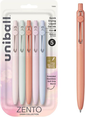 Uniball Zento Gel Ink Rollerball Pens, 8 Black Medium Point Smooth Writing Pens, Colored Japanese Pens, Harmony Colors in Saudi Arabia