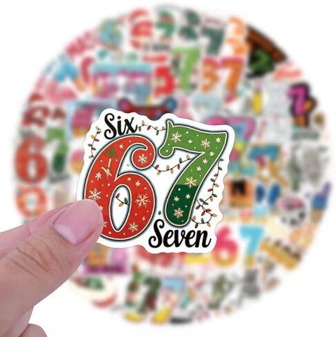 ستة سبعة ملصقات 57 قطعة، مضحكة 6 7 ملصقات هدايا من الفينيل مقاومة للماء للهاتف، زجاجة مياه، الأمتعة، الكمبيوتر المحمول، البالغين والمراهقين in Kuwait