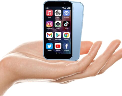 هاتف صغير بشاشة لمس عالية الدقة مقاس 3.0 بوصات هاتف ذكي صغير أصغر هاتف محمول صغير الحجم يعمل بنظام أندرويد في العالم للأطفال والطلاب، هاتف خلوي مزود بنظام تحديد المواقع العالمي (GPS) وبطاقتي SIM ومعرف الوجه 2 جيجابايت + 16 جيجابايت وردي in Kuwait