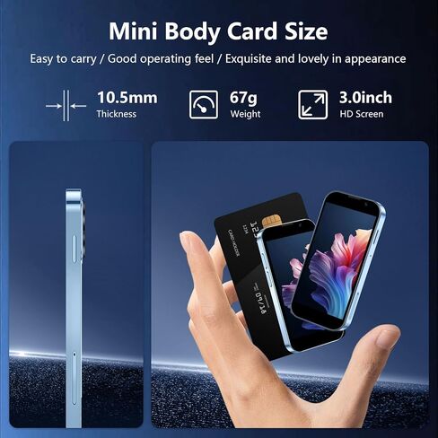 Mini Phone 3.0" HD Touch Screen Mini Smartphone World's Smallest Unlocked Android Compact Mobile Phone for Kids & Students Cell Phone wih GPS Dual SIM Face ID 2GB+16GB Pink in Saudi Arabia