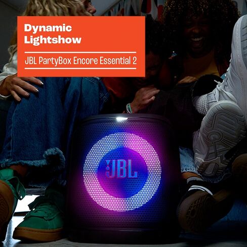 JBL PartyBox Encore Essential 2 - مكبر صوت محمول للحفلات يعمل بالبطارية مع تعزيز صوت AI، ما يصل إلى 15 ساعة من وقت التشغيل، IPX4 Splash Proof، واتصال متعدد السماعات من Auracast (أسود) (متجدد) in Saudi Arabia
