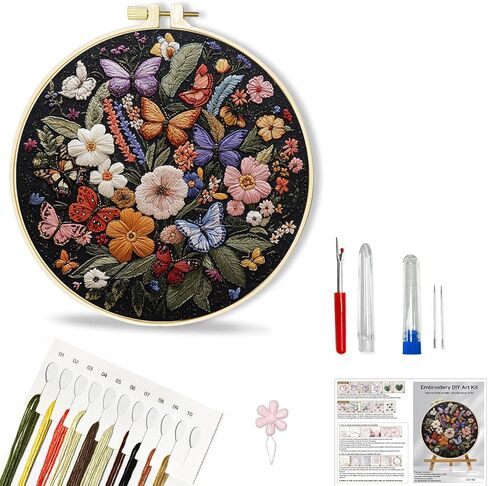Huacan Embroidery Kit for Beginners Adults Includes Stamped Bees Pattern, Hoop, Color Threads,Tools,Easy to Follow Instruction in Saudi Arabia