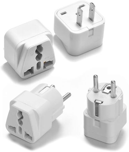 Peru Travel Adapter Plug 2-Pack - USA to South America Power Adapter Type A & E (White) - Dual Flat/Round Pins, 13A 250V Compact Design for Peru in Saudi Arabia