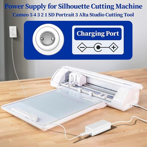 24V Power Cord for Silhouette Cutting Machine Charger Replacement for Silhouette Cameo 5 4 3 2 1 SD Electronic Cutting Tool Power Supply White Charging Cord for Silhouette in Saudi Arabia