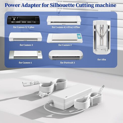 24V Power Cord for Silhouette Cutting Machine Charger Replacement for Silhouette Cameo 5 4 3 2 1 SD Electronic Cutting Tool Power Supply White Charging Cord for Silhouette in Saudi Arabia